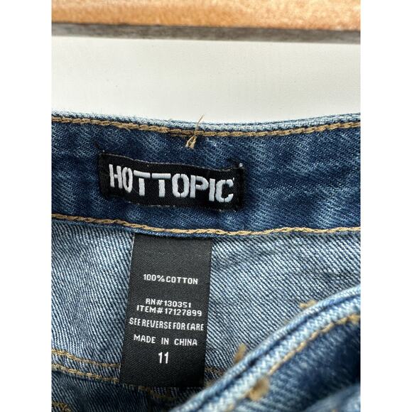 Hot Topic Women Loose Fit Grunge Jeans Size 11 Light Wash Distressed Cotton - Picture 5 of 7